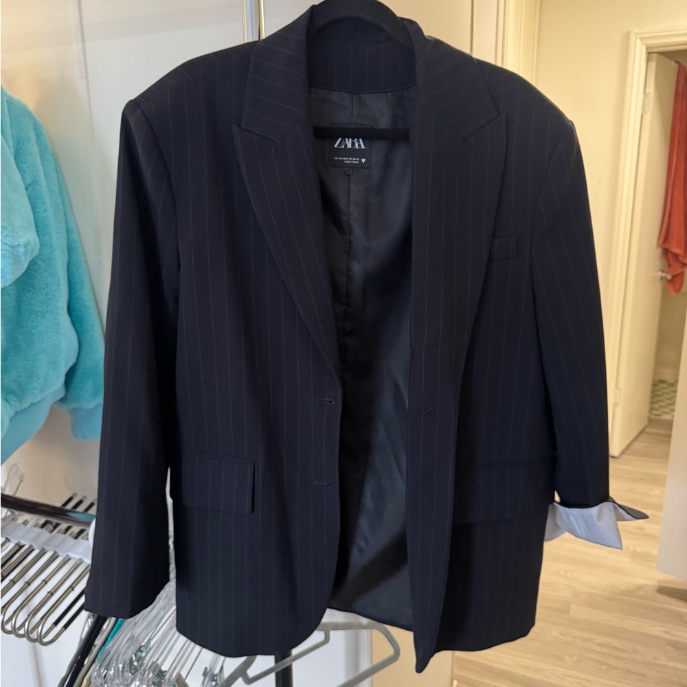 Zara oversized Black Pinstripe Blazer